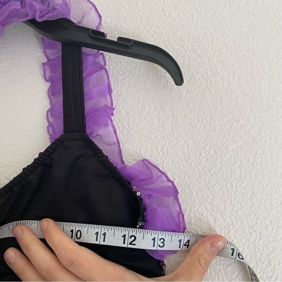 Glamour dance costume purple velvet sequin feather sassy 187 adult small SA -NEW - Picture 7 of 12